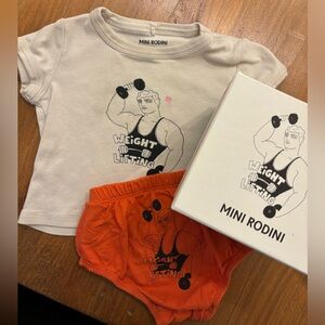 Mini Rodini Weight Lifter Baby Set 🏋️ with box size 80-86cm